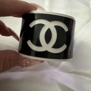 CHANEL Monochrome Logo Cuff Bracelet